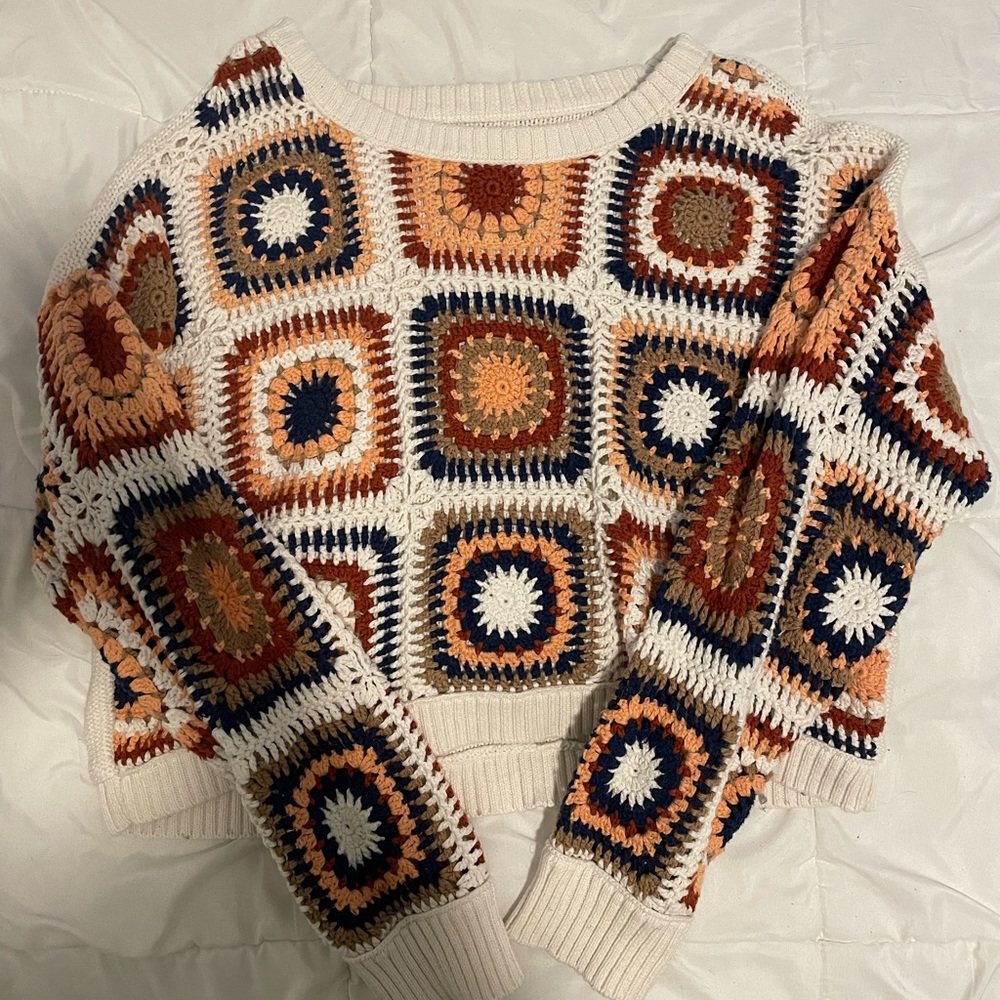 Colorful crochet sweater
